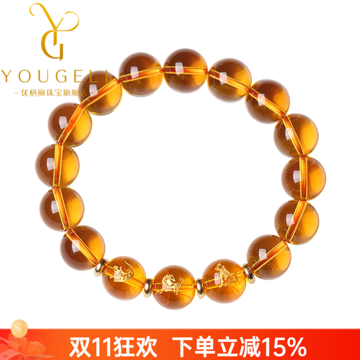 Yogurt natural Brazilian citrine zodiac three-in-one bracelet for men and women, monkey, rat, dragon, Shen Zichen, pig, rabbit and sheep yellow crystal bracelet, pig, rabbit and sheep-Haimaowei beads 12mm