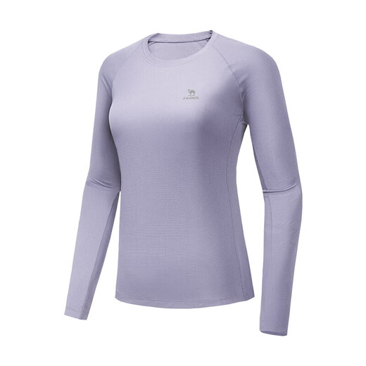 Camel (CAMEL) long-sleeved quick-drying T-shirt women's running fitness round neck sports top C25CAVL6001 Pink Purple L