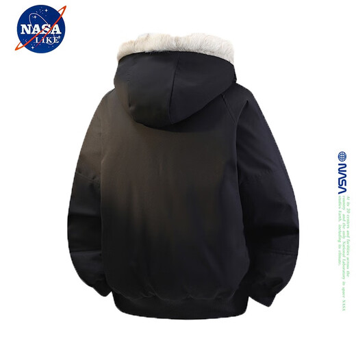 NASALIKE official mountain carving down jacket men's winter cold-resistant and warm American retro hooded work jacket men's jacket black L (recommended 145-170 Jin Jin equals 0.5 kg)