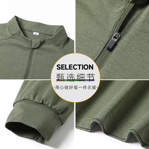 NASA half turtleneck zip-up quick-drying long-sleeved T-shirt men's outdoor sports fitness running basketball training cycling jersey Y black M M recommended 110-125Jin Jin equals 0.5 kg