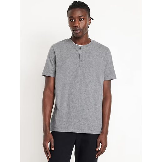 OLD NAVY Old Navy men's T-shirt short-sleeved 3-piece half-sleeved Henry collar cotton bottoming shirt home wear soft American version Black/Gray/White black and white gray L suitable for bust 112-117cm