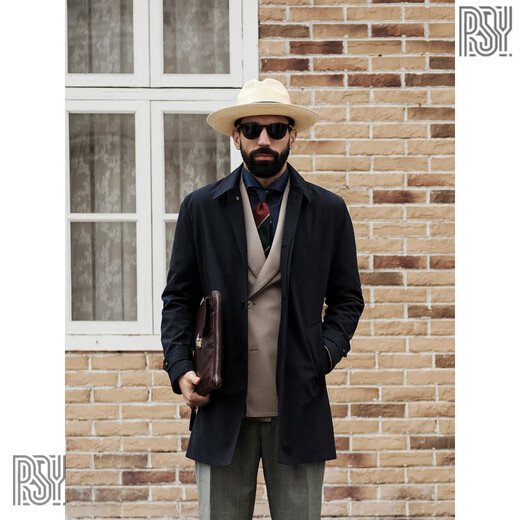 MAGIOPYO light luxury brand jacket men's windbreaker imported from Japan retro high-end business formal rainproof fabric mid-length large gray green 96# ready stock S