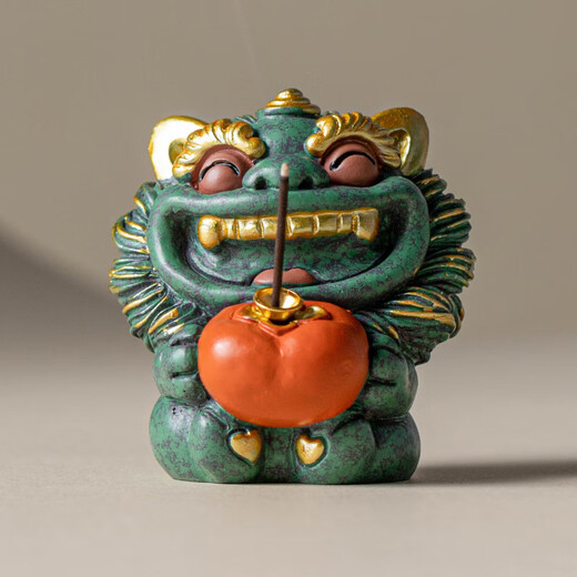 2025 New Chinese Style National Trend Creative Good Persimmon Housewarming Decoration Thread Incense Insert Indoor Aromatherapy Ornament Green Sandstone Color Gold Good Persimmon Wind Lion Ornament_Baweixian Incense Appraisal Pack No Specifications