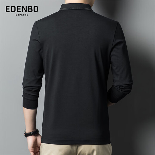 Edenbo spring long-sleeved polo shirt men's business commuting fashion polo bottoming shirt black 01175/92A