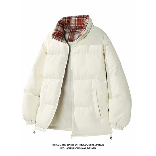 Cantu black plaid splicing down cotton jacket for men in autumn and winter American cleanfit cotton coat warm stand-up collar jacket black XL recommended 130Jin Jin equals 0.5kg to 150Jin Jin equals 0.5kg