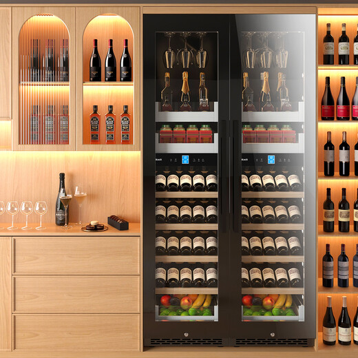 Kelati red wine cabinet constant temperature wine cabinet home 2 meters high large capacity can be embedded in the living room glass door frost-free wine cabinet villa wine cabinet tea preservation cabinet beer and wine display cabinet 2 meters high dual temperature red wine hanging cup ice bar single layer full 270L