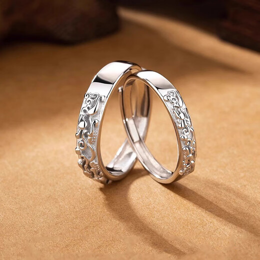 MZMZ Lucky Pixiu Couple Platinum Ring PT950 Platinum Pair of Rings Proposal Valentine's Day Birthday Gift for Girlfriend Light Luxury Style - Local Warehouse/Next Day Delivery Pair of Rings