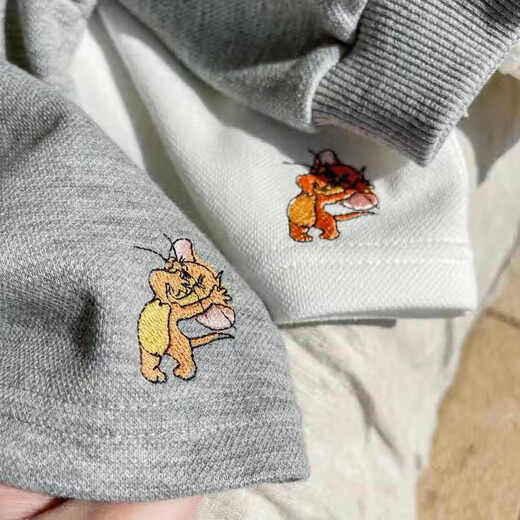 Boys long-sleeved polo shirt spring and autumn children's cartoon embroidery handsome casual lapel top Korean style loose sweatshirt white 110