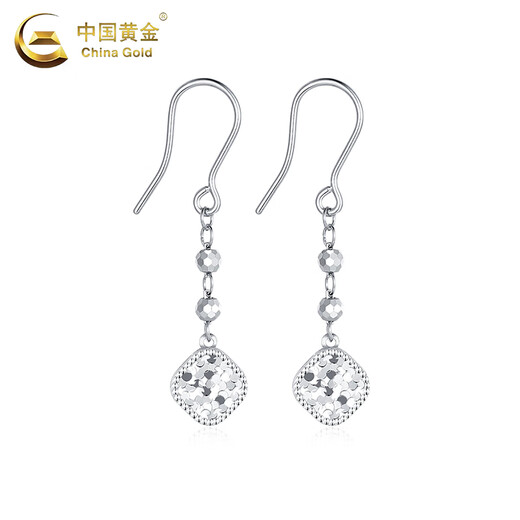CHINA GOLD PT950 platinum crushed ice cube ear hooks for women, high-end Valentine's Day birthday gift for girlfriend and wife Platinum crushed ice cube ear hooks, one pair, about 4.1g