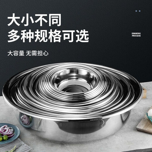 Aosda 316 stainless steel large basin round washbasin for washing vegetables household commercial extra large basin for bathing and laundry extra thick boiled fish 25cm single pack