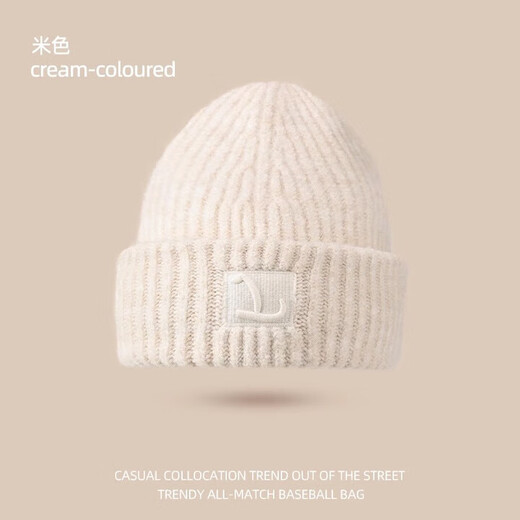 Dusenna large head circumference woolen hat winter women's warm wool pile hat showing face small outdoor cold hat knitted hat