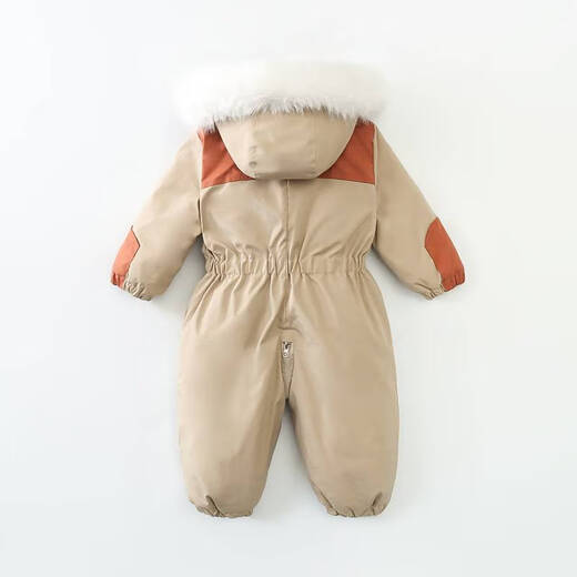 Disney (Disney) children's velvet thickened jumpsuit winter new double zipper ski suit jumpsuit baby crawling suit harem fashion color matching fog blue 110cm 110