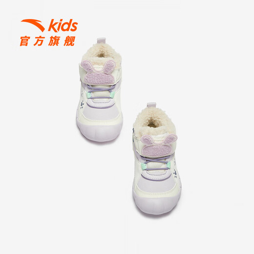 ANTA children's cotton shoes for girls, infants and toddlers, toddler shoes 2025 cute bunny plus velvet warm casual casual cotton shoes, Mushan Purple/Ivory White-2 23, foot length is about 14cm