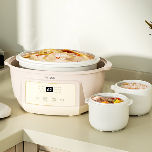 Tianji (TONZE) electric stew pot, water-proof stew pot, bird's nest stew pot, household soup pot, electric multi-functional baby porridge artifact, baby food supplement pot, 1.8L, one pot, three bladders, 1.8L