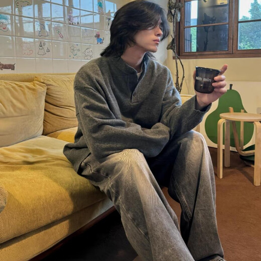 Chuangjingyi Selected Sweater Winter Men's Cleanfit Henry Collar Youth Wool Bottoming Sweater New Men's Winter Thickened Protection Dark Gray M _Recommended 100-120Jin Jin is equal to 0.5 kg