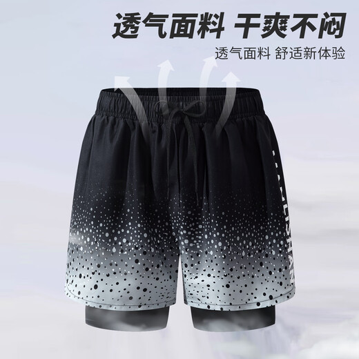 LangSha swimming trunks men's anti-embarrassment double-layer quick-drying loose boxer swimming trunks hot spring seaside vacation beach trunks