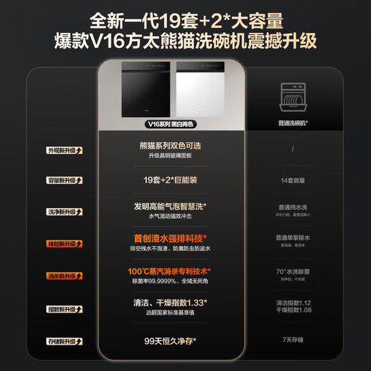 FOTILE's blockbuster new product, built-in household dishwasher, Panda series newly upgraded 19 sets of large capacity, independent steam sterilization 02-V16, national subsidy