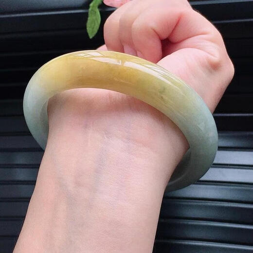 缅镯缅甸翡翠手镯冰糯种玉手镯冰种黄翡翠正圈老坑高冰玉镯子黄翡正品 53mm