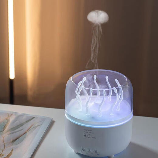 South Sandwich Aromatherapy Machine Automatic Spraying Machine Rotating Umbrella Water Drop Aromatherapy Machine Automatic Spraying Colorful Atmosphere Essential Oil Raining Sleep Aid Home Bedroom Humidifier Rotating Seaweed White USB Plug-in + 1 Bottle of Essential Oil + Remote Control + Colorful Light