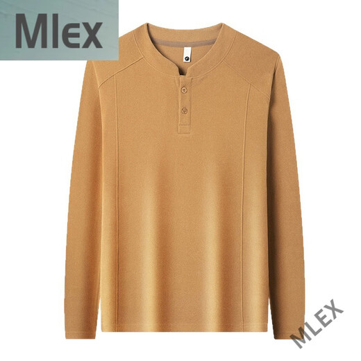 MLEX Wansu men's autumn and winter new style light luxury double-sided German velvet bottoming shirt men's Henry collar long-sleeved. T-shirt stand-up collar sweatshirt black