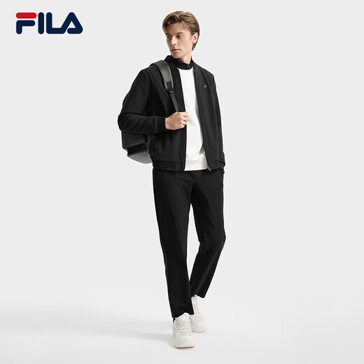 FILA Official Men's Woven Jacket 2025 Winter New Business Commuting Jacket Basic Casual Jacket True Black-BK L 175/96A/L