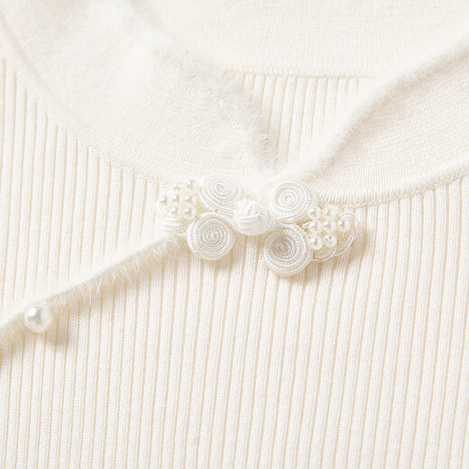 Xiangying New Chinese Style National Style Knitted Sweater Women's 2025 Winter New Stand Collar Button White Bottoming Shirt Inner Top Lubai L 165/88A/110-125Jin Jin is equal to 0.5 kg