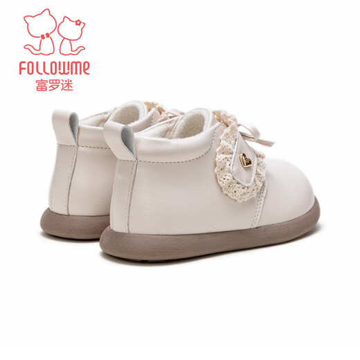 Fuluo Mi Girls Toddler Shoes Winter Sweet and Versatile Short Boots for Infants and Toddlers Non-Slip Plus Velvet Baby Cotton Shoes Off-White 24