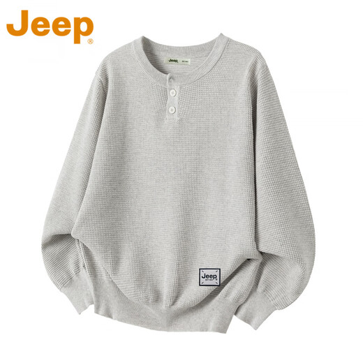 Jeep (JEEP) American high-end old money style sweater men's autumn and winter Henry collar pure cotton bottoming shirt tops trendy brand snowflake gray counter genuine M recommendation 95-120Jin Jin equals 0.5 kg