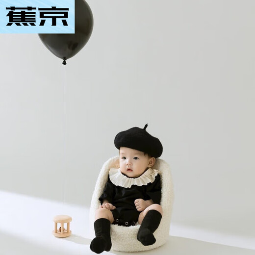 Jiaojing baby photo clothes and props baby's 100th birthday photo costume black small fragrant beret costume black one-size-fits-all newborn 3M size