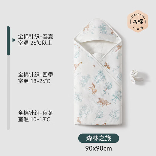 Artist co-signed baby blanket Newborn baby spring and summer blanket simple cotton blanket four seasons blanket spring and summer model forest trip room temperature 26 or above 90x90cm