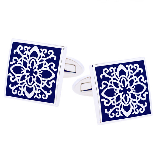 Shijanu French cuff stud shirt cuff buttons men's shirt light luxury men's cuff buttons enamel sleeve studs (size) about 17*17mm_navy blue