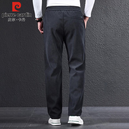 Pierre Cardin pants men's autumn and winter loose straight sports casual pants men's thickened corduroy men's pants dark gray 2XL