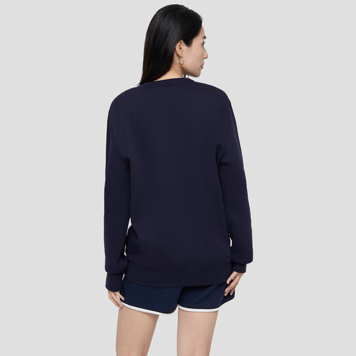 GAP Men's and Women's 2025 Autumn New Letter Logo Fleece Round Neck Sweatshirt Fitted Simple Top Navy Blue S US Size M Asian Size 175/92A