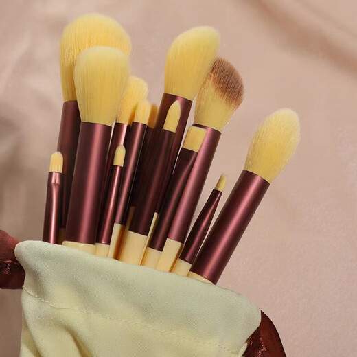 13 pieces makeup brush set for beginners, loose powder eye shadow, lip concealer, cheek base, soft hair beauty makeup brush, 13 pieces latte color opp 13 pieces latte color opp