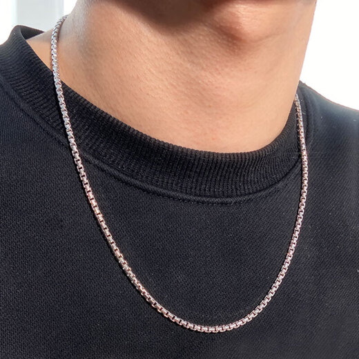 Junshi quality 18 platinum necklace men's platinum men's necklace new diamond snake bone chain pt still ring necklace 5 points 5mm*55cm*40