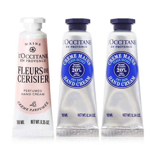 L'Occitane Hand Cream 10ml*3 (Shea Butter*2+Sakura*1) Moisturizing Holiday Gift for Your Girlfriend, New and Old Versions Randomly Sent