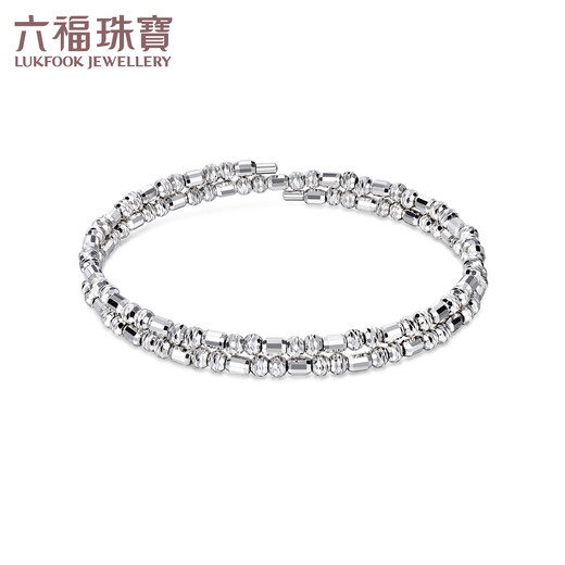 Lukfook Jewelry Platinum 950 Sky Stars Carved Beads Double Circle Elastic Oval Chaise Bracelet Platinum Bracelet Price HEP0005DS 13.23 grams (including labor cost 1363 yuan)