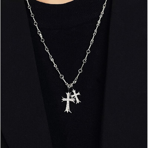 MZMZ platinum necklace men's pt950 platinum clavicle chain trendy cross accessories Valentine's Day birthday gift for girlfriend local warehouse/next day delivery - light luxury cross necklace (gift box)