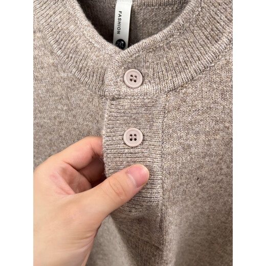 TOMMY JEANS2025 new Korean style small stand-up collar pullover sweater for men in autumn and winter casual solid color simple Henry collar knitted bottoming shirt medium gray M