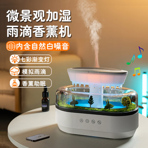 South Sandwich Aromatherapy Machine Automatic Scent Sprayer White Noise Humidifier Desktop Micro Landscape Home Bedroom Silent Colorful Ambient Light Large Fog White Noise Aromatherapy Humidifier Simulated Raindrops + Micro Landscape Silent + Z5 Bottle Essence