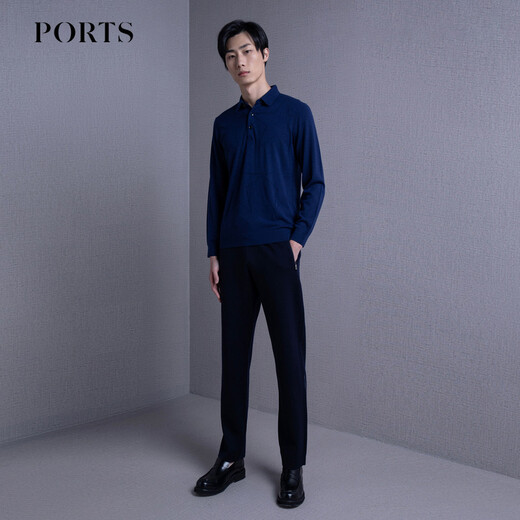 PORTS autumn and winter men's POLO collar long-sleeved pullover MM9K069NZF062 NAVY 2XL
