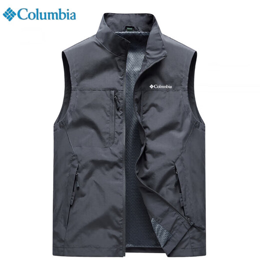 Columbia 2025 outdoor vest men's autumn casual vest fishing photography vest vest work jacket dark blue XL size