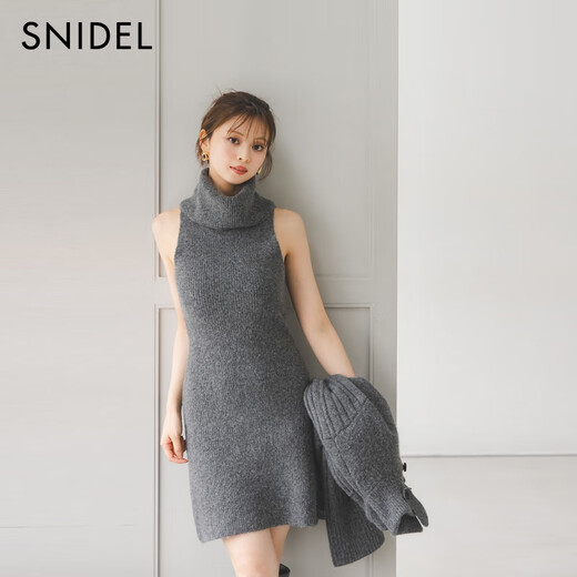 SNIDEL2025 new autumn and winter simple and versatile solid color turtleneck sleeveless knitted dress SWNO254190 off-white one size (F)