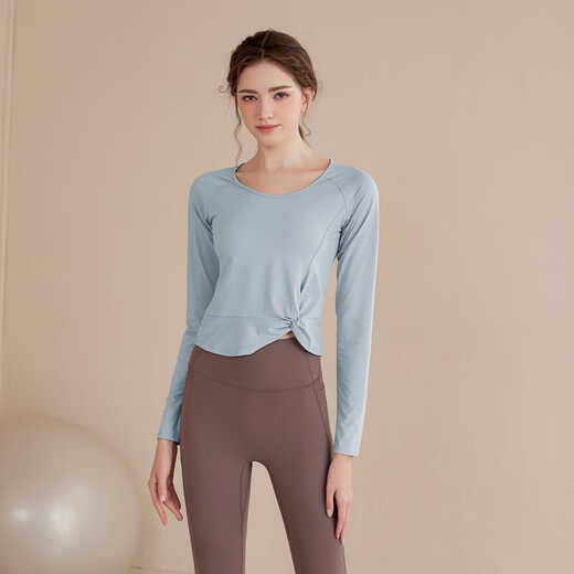 LULULOMDDW yoga clothes tops for women running quick-drying breathable sports long-sleeved T-shirts Pilates training clothes autumn and winter fitness tops pink 2XL suitable for 140-160Jin Jin equals 0.5 kg