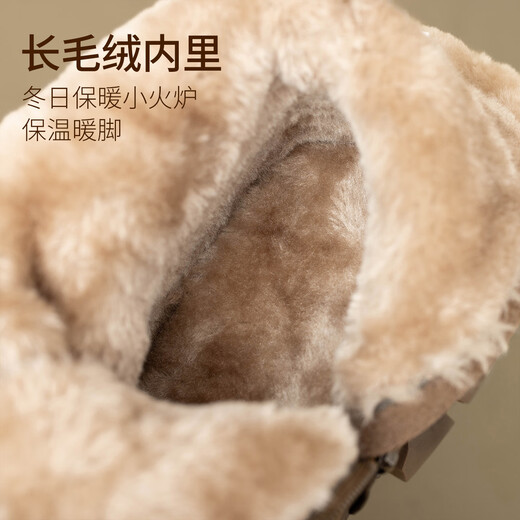 ZHR snow boots for women 2025 new winter plus velvet thickened foreign style small short boots for women versatile women's boots K378B brown 38