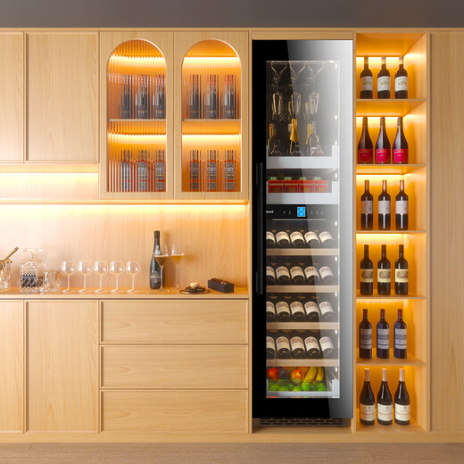 Kelati red wine cabinet constant temperature wine cabinet home 2 meters high large capacity can be embedded in the living room glass door frost-free wine cabinet villa wine cabinet tea preservation cabinet beer and wine display cabinet 2 meters high dual temperature red wine hanging cup ice bar single layer full 270L