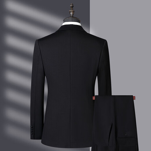 B&Z Announcement Bird Same Style Flat Lapel Slim Button Business Gentleman Four Seasons Suit Suit 2025 Holiday Black M 170