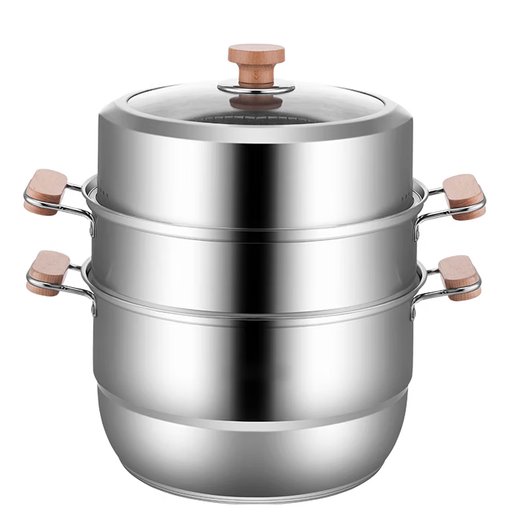 Royalstar Supplier Real 304 stainless steel household steamer three-layer thickened steamer steamer fish steamer soup pot Real 304 stainless steel pot 30cm three-layer