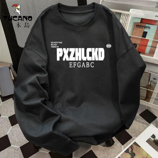 Woodpecker sweatshirt men's autumn and winter round neck plus velvet trendy brand loose long-sleeved T-shirt men's bottoming shirt casual couple tops men white gray (regular style) XL recommended weight 120-140Jin Jin is equal to about 0.5 kg