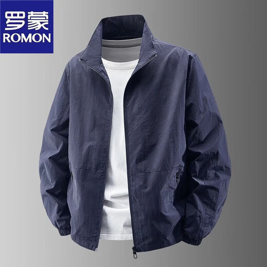Romon Jacket Men's Jacket Men's Spring and Autumn New Stand Collar Outdoor Charge Top Sports Casual Men's Black XL